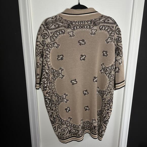 Amiri Bandana Cotton Cashmere Blend Matching Set Tan Brown Polo Shorts Size XXL - Picture 6 of 16